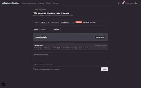 AI Customer Operations Platform - captura de tela