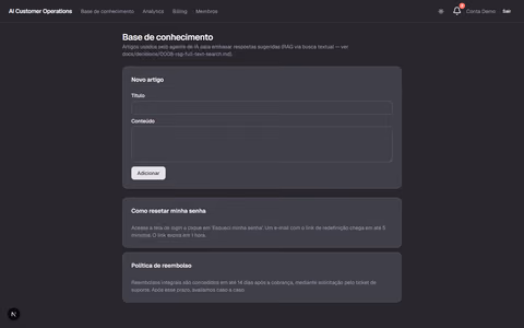 AI Customer Operations Platform - captura de tela